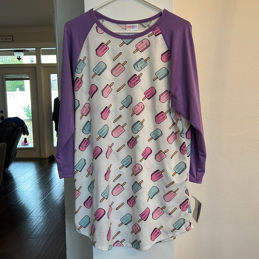 LuLaRoe Purple and White Popsicle Long Sleeve Tee